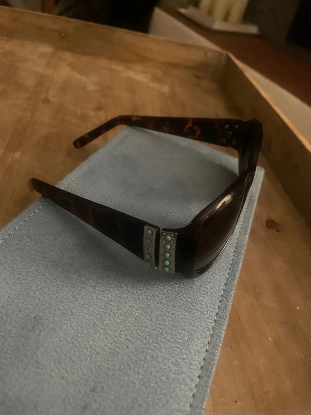 Women’s Valentino Style Tortoiseshell Sunglasses Turquoise Accent southwest